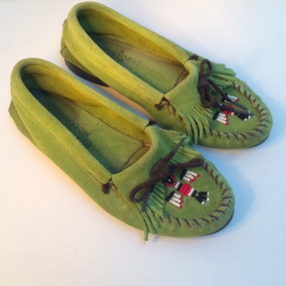 Minnetonka Moccasin, Women's Green Suede Shoes